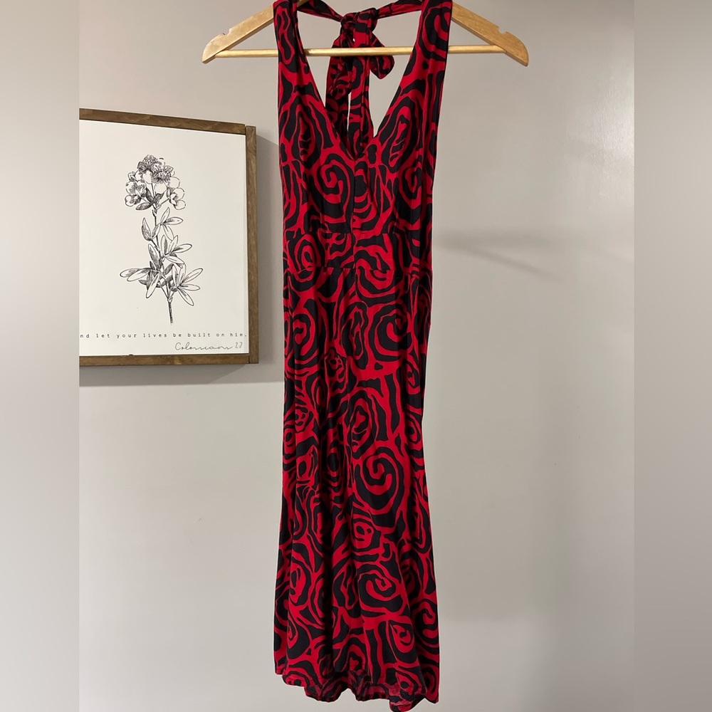 Women’s 100% rayon halter lightweight summer dress hand made smocked back S/M